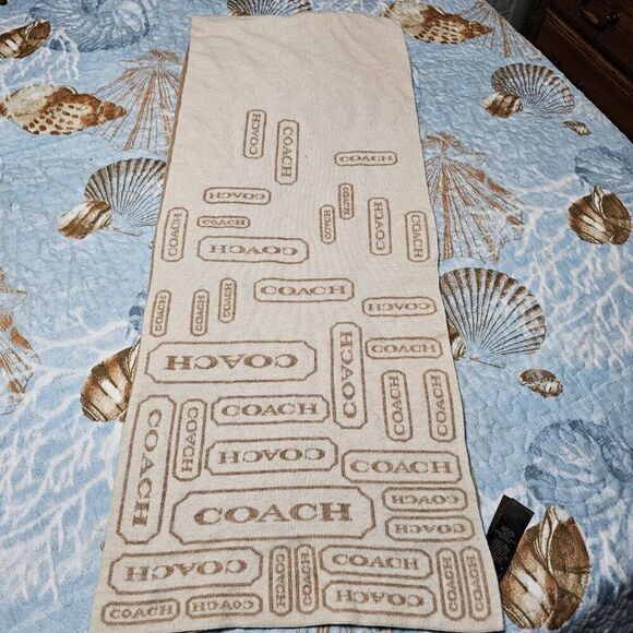 Coach Neckscarf in Biege with Logo print - Picture 1 of 6